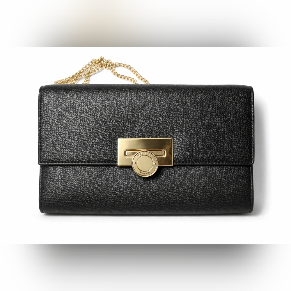 ✨NWT Ted Baker Black Clutch Design Cyra Chain/ Leather Crossbody Durable Bag